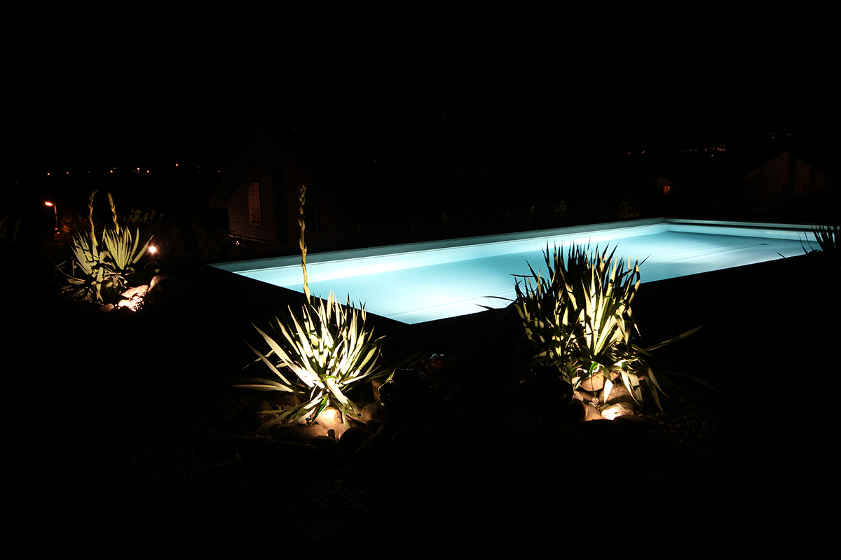 Pflanzen und Pool Beleuchtung